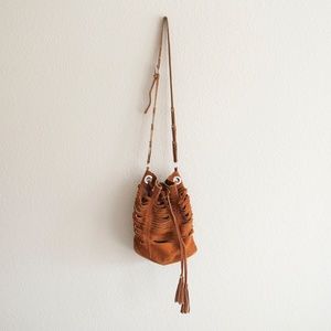 Shredded Suede Bucket Bag Sabrina Tach Boho